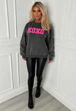 Hugs & Kisses Acid Wash Fuchsia Graphic Print Sweatshirt