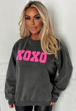 Hugs & Kisses Acid Wash Fuchsia Graphic Print Sweatshirt