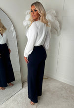 I See Fire Navy High Waisted Wide Leg Trousers