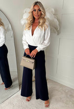 I See Fire Navy High Waisted Wide Leg Trousers