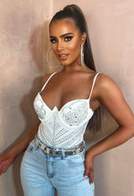 I'm Sensational White Diamond Embellished Bodysuit