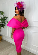 Special Occasion Hot Pink Bardot Belted Midi Dress