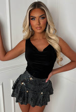 Just Sparkle Black Hot Fix Stretch Layered Skort