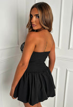 Kamilla Black Velvet Sequin Puff Ball Bandeau Dress