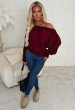 Kaylee Wine Cable Off The Shoulder Jumper