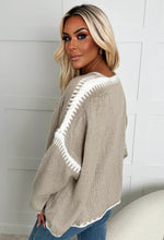 Kayleigh Beige Contrast Tie Knot Multiway Cardigan