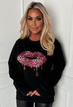 Kiss Me Black Foil Lips Print Sweatshirt