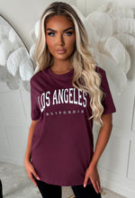 LA Babe Burgundy Los Angeles Slogan T-Shirt