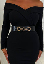 Leilani Black Faux Croc Elasticated Belt