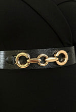 Leilani Black Faux Croc Elasticated Belt