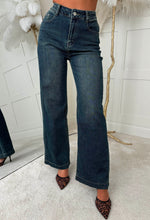 Lia Dark Blue Stretch Wide Leg Jeans