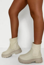 Life Like Mine Cream Patterned Knit Sock Boots