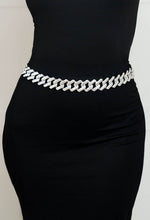 Links of Love Silver Diamante Chain Linked Belt