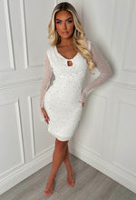 London White Pearl Mesh Long Sleeve Dress