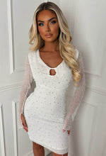 London White Pearl Mesh Long Sleeve Dress