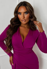 Chasing Romance Pink Draped Front Deep V Dress