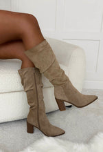 Love Addiction Taupe Faux Suede Ruched Boots