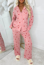 Love Hearts Pink Printed Button Through Pyjamas