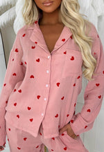 Love Hearts Pink Printed Button Through Pyjamas