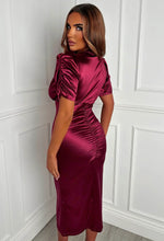 Love Lux Red Ruched Midi Dress