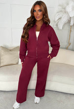 Love On Replay Burgundy Jacket And Jogger Loungewear Set