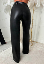 Luxe Destiny Black Faux Leather Straight Leg Trousers