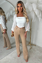 Luxe Iconic Nude Faux Leather Flared Leg Trousers