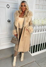 Luxe Illusion Taupe Faux Fur Trim Belted Coat