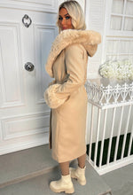 Luxe Illusion Taupe Faux Fur Trim Belted Coat