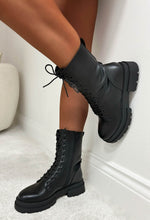 Moves To Make Black Faux Leather Lace Up Biker Boots