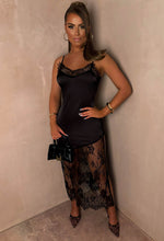 Nadine Black Lace Skirt Satin Cami Dress