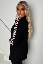 Natalya Black Leopard Sleeve Stripe Blazer