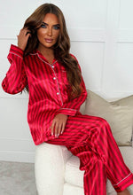 Noella Red Stripe Detail Satin Pyjama Set