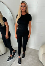 On The Go Black Top And Leggings Active Set