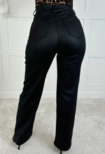 Roxie Black Faux Leather Stretch Wide Leg Jeans