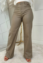 Roxie Natural Faux Leather Stretch Wide Leg Jeans