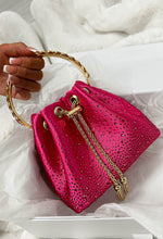 Ruth Fuschia Crystal Detail Satin Bag