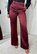 Satin Illusion Burgundy Satin Trousers