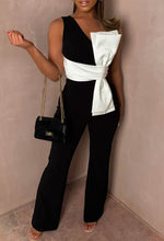 She's A Stunner Black Bow One Shoulder Jumpsuit