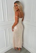 Shimmering Illusion Nude Sequin Maxi Dress