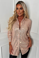 So Attracted Rose Gold Sequin Shirt