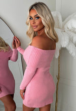 So Cosy Baby Pink Bardot Ultra Soft Mini Knitted Dress