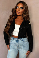 Songbird Black Faux Suede Cropped Biker Jacket