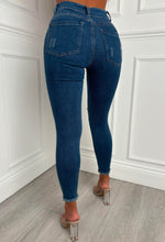 Sparkle Days Dark Blue Sparkle Ripped Stretch Jeans