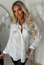 Star Of The Show White Embellished Sheer Blouse