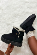 Step On Up Black Stitch Platform Faux Fur Boots