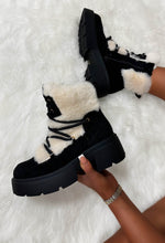 Take Your Chance Black Faux Fur Lace Up Boots