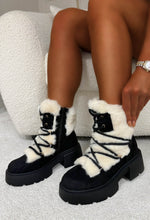 Take Your Chance Black Faux Fur Lace Up Boots