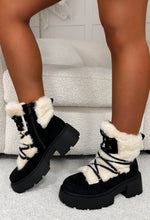 Take Your Chance Black Faux Fur Lace Up Boots