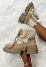 Take Your Chance Cream Faux Fur Lace Up Boots